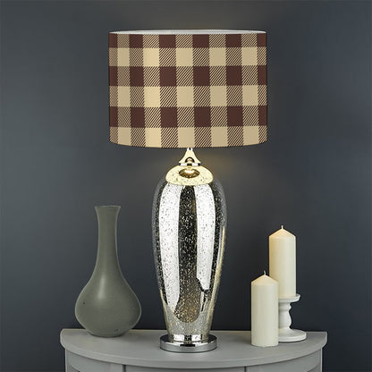 Brown And Beige Buffalo Check Print Drum Lamp Shade