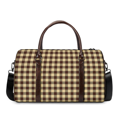 Brown And Beige Buffalo Check Print Duffle Bag