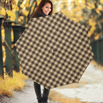 Brown And Beige Buffalo Check Print Foldable Umbrella