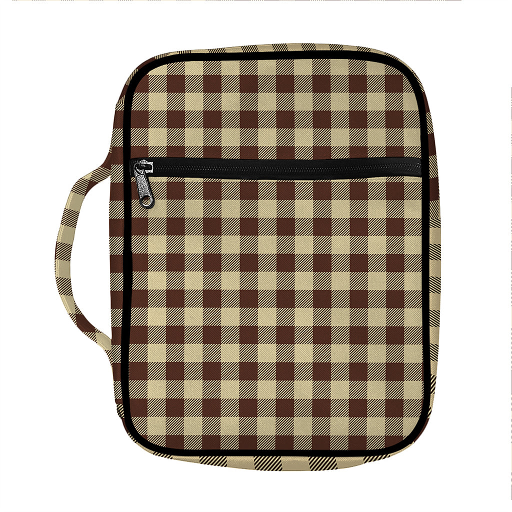 Brown And Beige Buffalo Check Print Front Pocket Bible Bag
