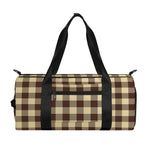 Brown And Beige Buffalo Check Print Gym Bag