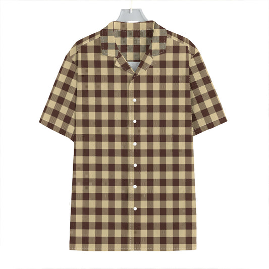 Brown And Beige Buffalo Check Print Hawaiian Shirt