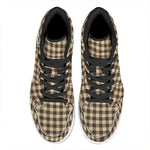 Brown And Beige Buffalo Check Print High Top Leather Sneakers