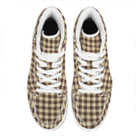 Brown And Beige Buffalo Check Print High Top Leather Sneakers