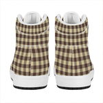 Brown And Beige Buffalo Check Print High Top Leather Sneakers