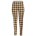 Brown And Beige Buffalo Check Print High-Waisted Pocket Leggings