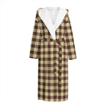 Brown And Beige Buffalo Check Print Hooded Bathrobe