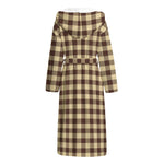 Brown And Beige Buffalo Check Print Hooded Bathrobe