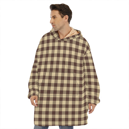 Brown And Beige Buffalo Check Print Hoodie Blanket