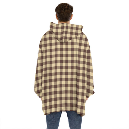 Brown And Beige Buffalo Check Print Hoodie Blanket