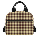 Brown And Beige Buffalo Check Print Insulated Lunch Bag