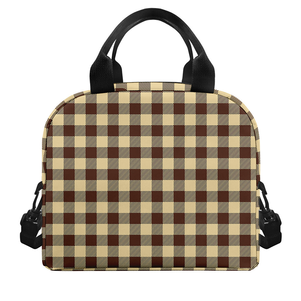 Brown And Beige Buffalo Check Print Insulated Lunch Bag