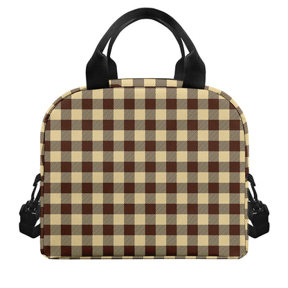 Brown And Beige Buffalo Check Print Insulated Lunch Bag