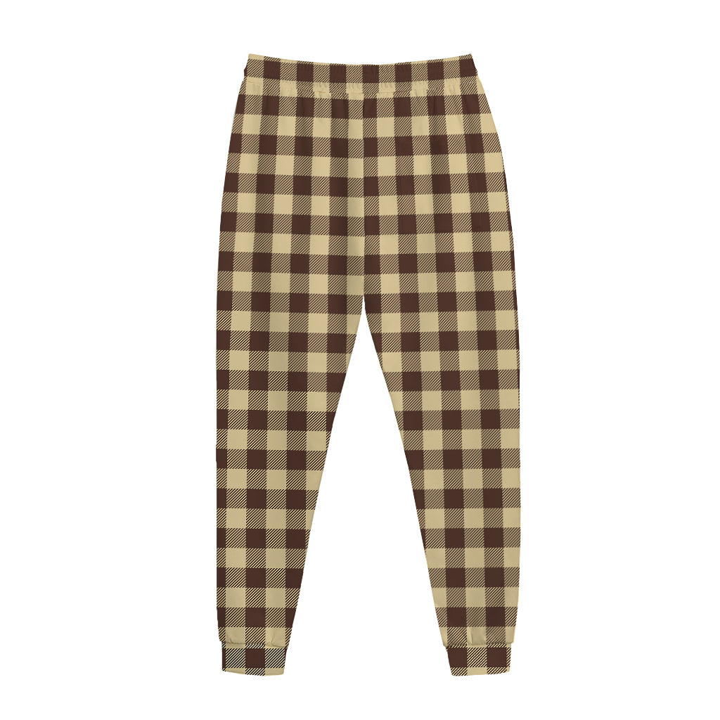 Brown And Beige Buffalo Check Print Jogger Pants