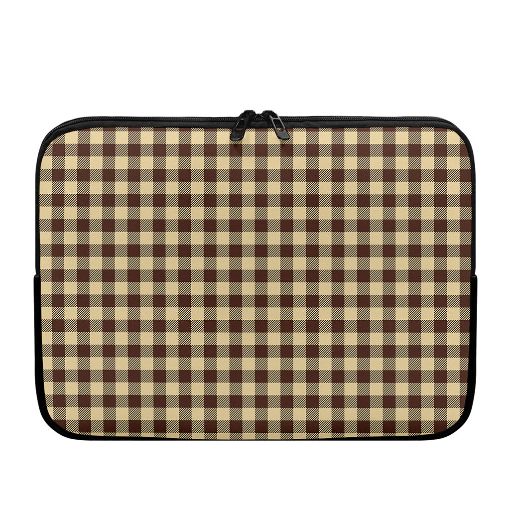 Brown And Beige Buffalo Check Print Laptop Sleeve