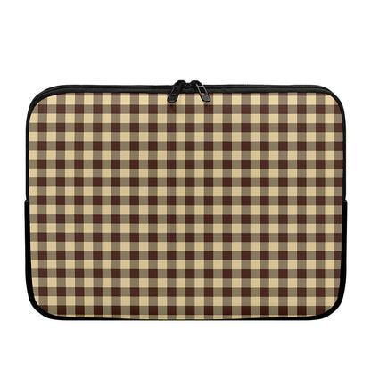 Brown And Beige Buffalo Check Print Laptop Sleeve