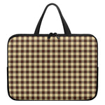 Brown And Beige Buffalo Check Print Laptop Sleeve With Handle