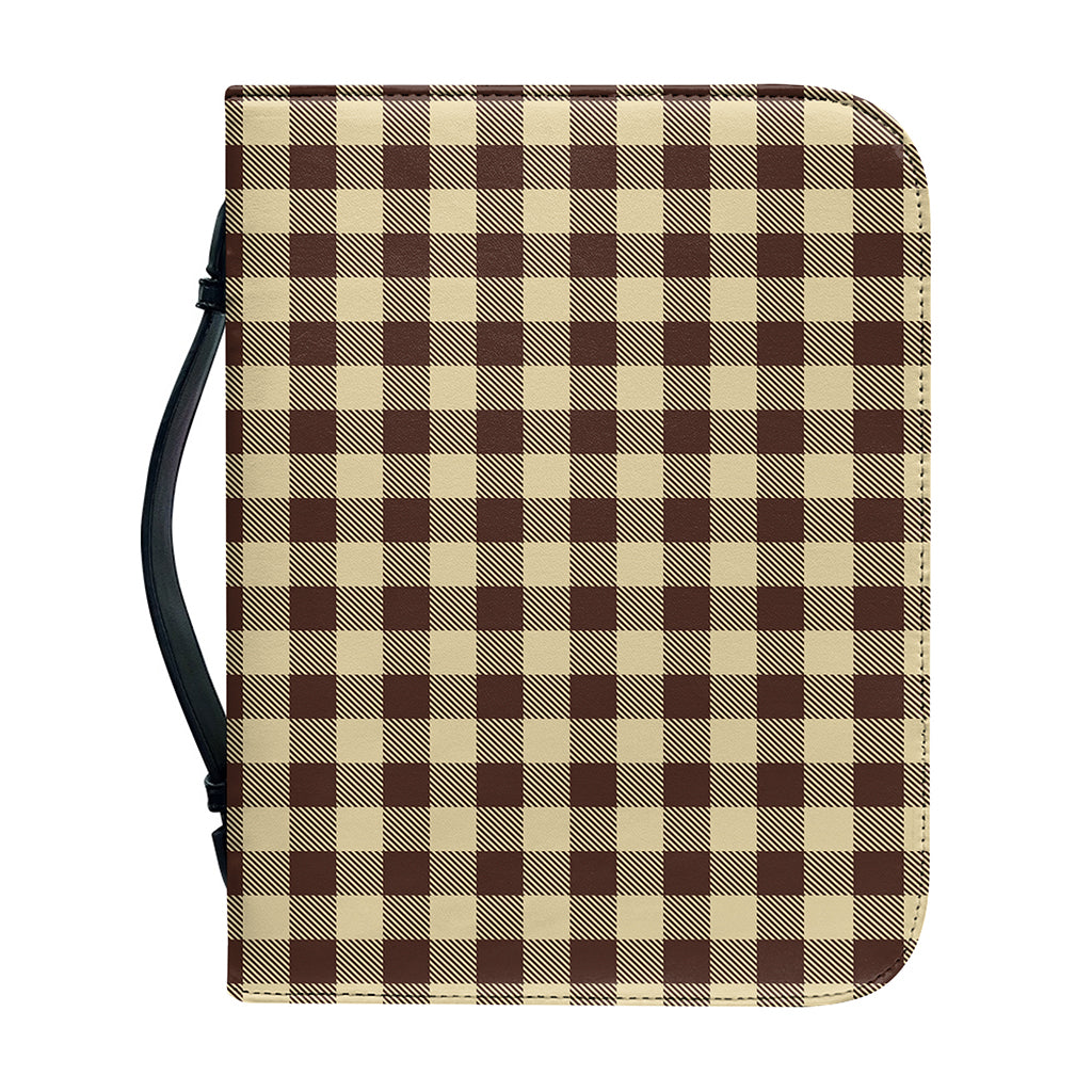 Brown And Beige Buffalo Check Print Leather Bible Cover