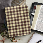 Brown And Beige Buffalo Check Print Leather Bible Cover
