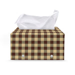 Brown And Beige Buffalo Check Print Leather Tissue Box Cover