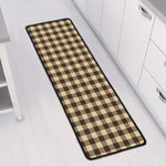 Brown And Beige Buffalo Check Print Long Kitchen Mat