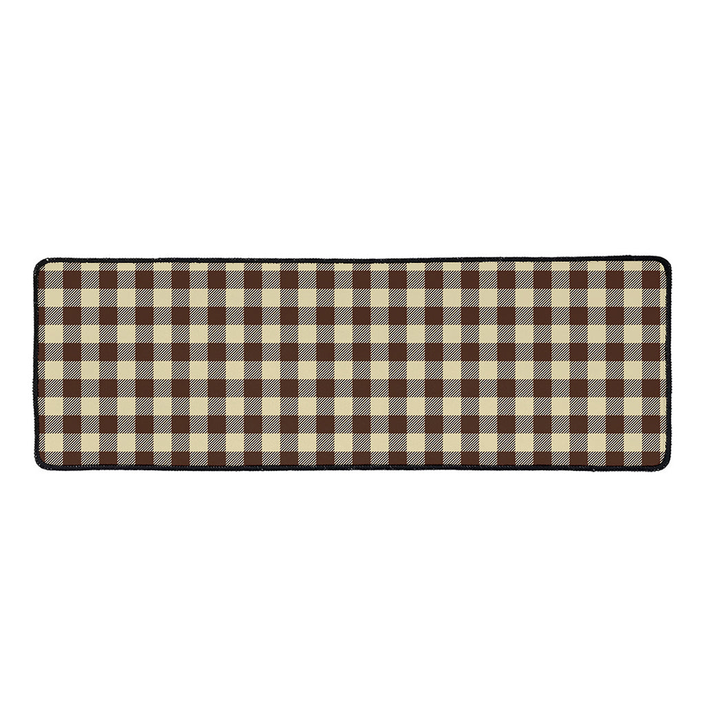 Brown And Beige Buffalo Check Print Long Kitchen Mat