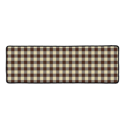 Brown And Beige Buffalo Check Print Long Kitchen Mat