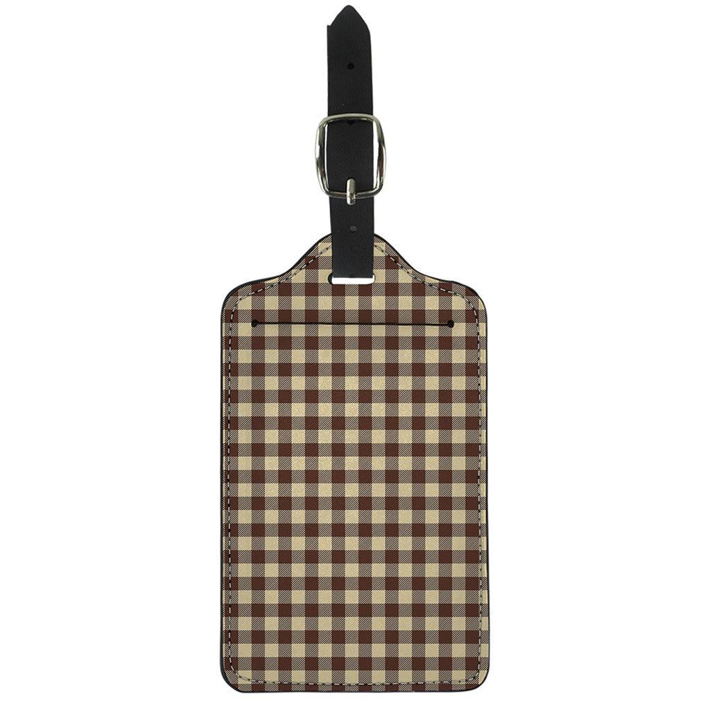 Brown And Beige Buffalo Check Print Luggage Tag