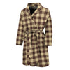 Brown And Beige Buffalo Check Print Men's Bathrobe