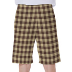 Brown And Beige Buffalo Check Print Men's Beach Shorts