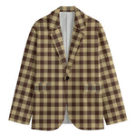 Brown And Beige Buffalo Check Print Men's Blazer