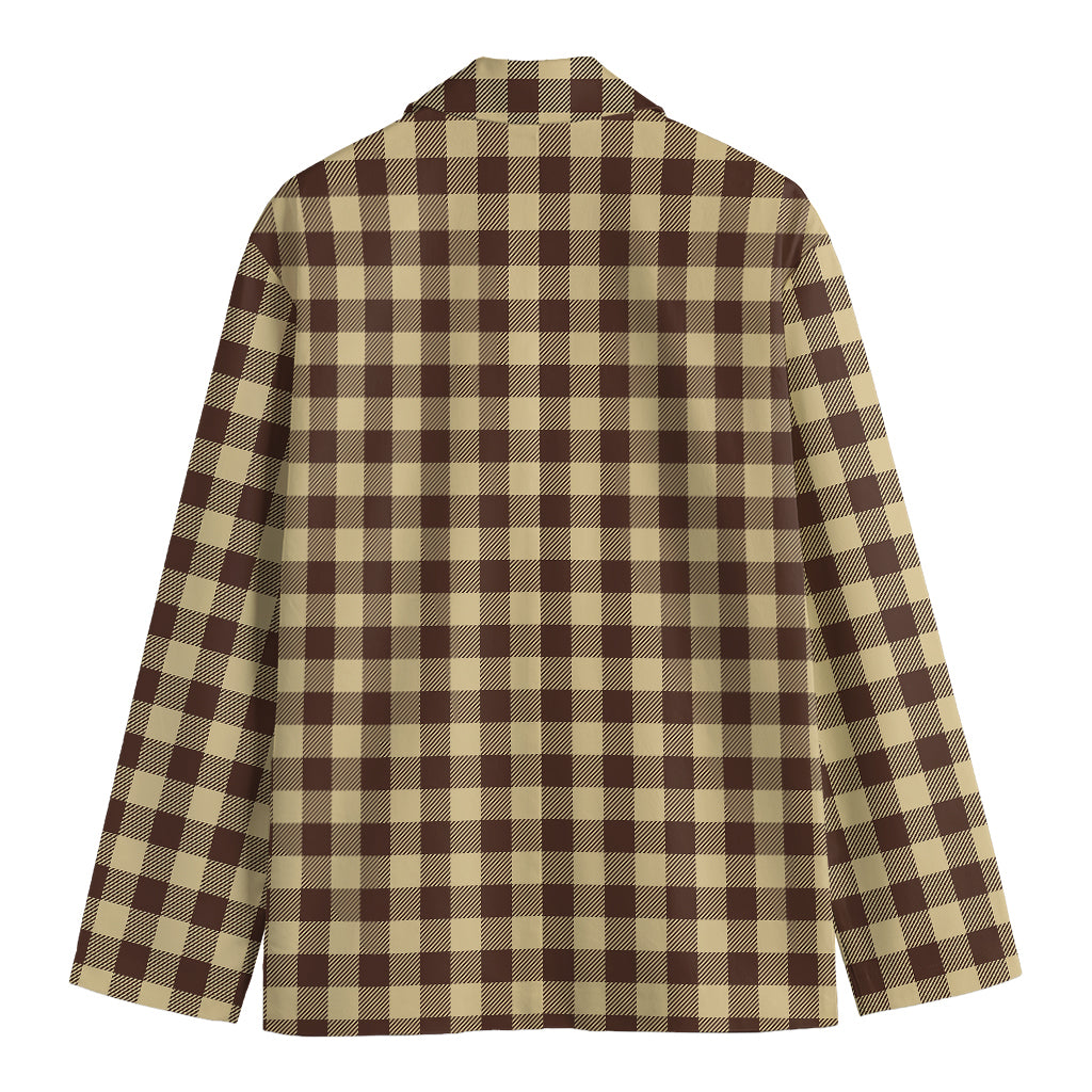 Brown And Beige Buffalo Check Print Men's Blazer