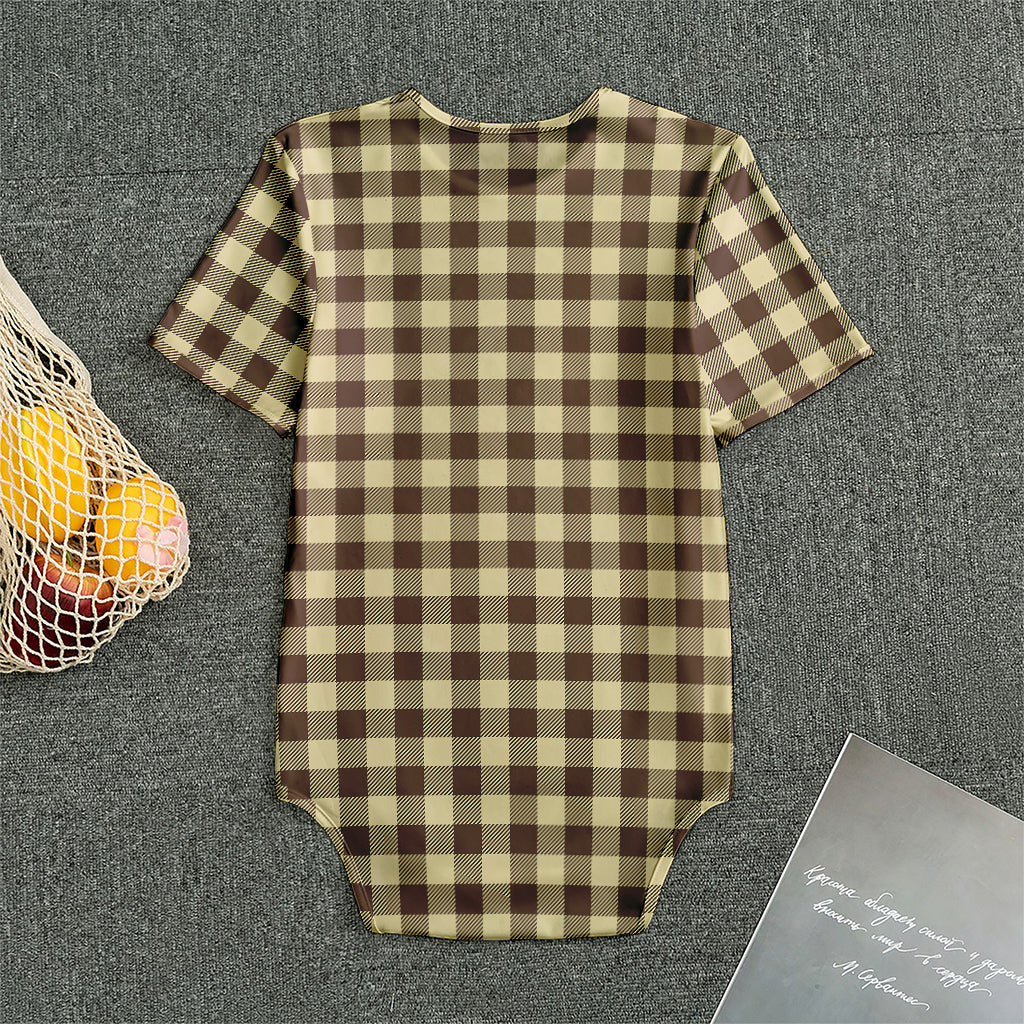 Brown And Beige Buffalo Check Print Men's Bodysuit