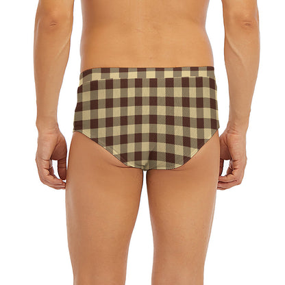 Brown And Beige Buffalo Check Print Men's Briefs