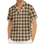 Brown And Beige Buffalo Check Print Men's Deep V-Neck Shirt