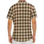 Brown And Beige Buffalo Check Print Men's Deep V-Neck Shirt