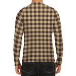 Brown And Beige Buffalo Check Print Men's Long Sleeve Rash Guard
