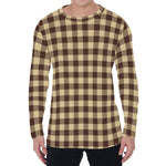 Brown And Beige Buffalo Check Print Men's Long Sleeve T-Shirt