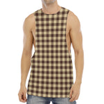 Brown And Beige Buffalo Check Print Men's Muscle Tank Top