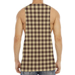 Brown And Beige Buffalo Check Print Men's Muscle Tank Top