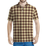Brown And Beige Buffalo Check Print Men's Polo Shirt