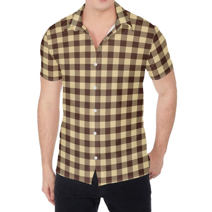 Brown And Beige Buffalo Check Print Men's Shirt