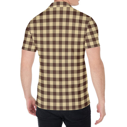 Brown And Beige Buffalo Check Print Men's Shirt
