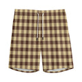 Brown And Beige Buffalo Check Print Men's Athletic Shorts