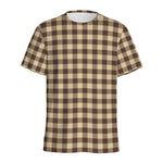 Brown And Beige Buffalo Check Print Men's Sports T-Shirt