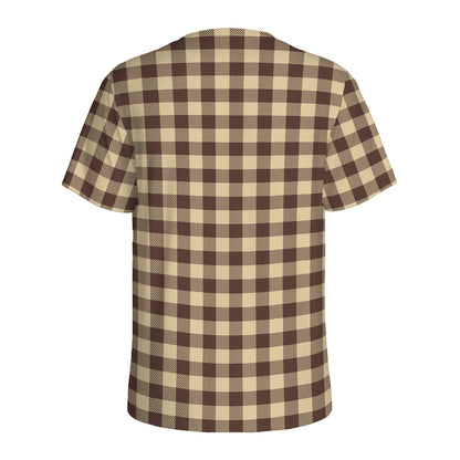Brown And Beige Buffalo Check Print Men's Sports T-Shirt