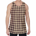 Brown And Beige Buffalo Check Print Men's Velvet Tank Top