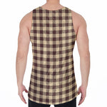 Brown And Beige Buffalo Check Print Men's Velvet Tank Top