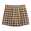 Brown And Beige Buffalo Check Print Mesh Shorts