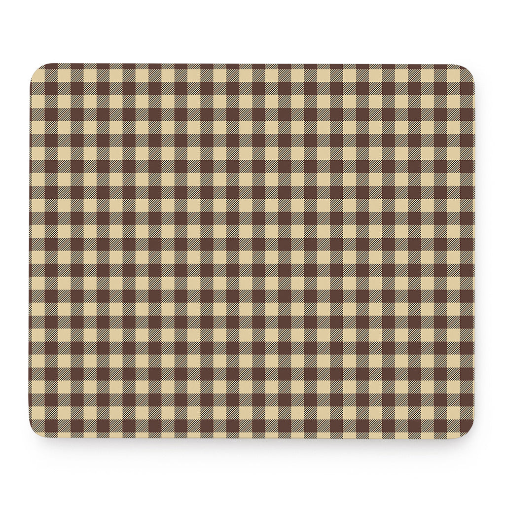 Brown And Beige Buffalo Check Print Mouse Pad